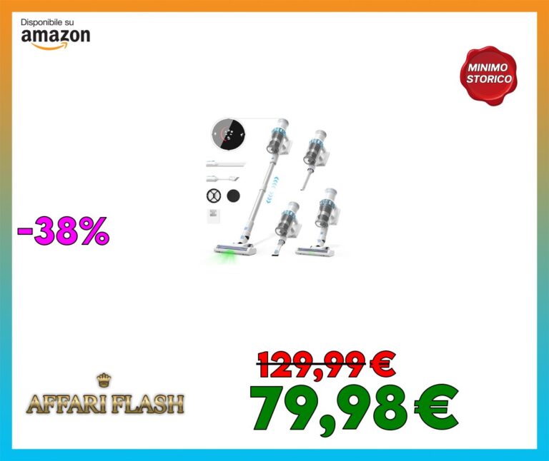 Vozascly Aspirapolvere Senza Fili, 45KPA/550W/60Min Scopa Elettrica Senza Fili con Display Intelligente e Anti
