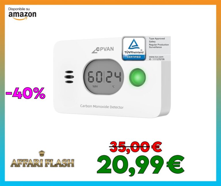 CPVAN Rilevatore Monossido di Carbonio 3 in 1, 10 Anni Sensore con 4 Anni Batteria Sostituibile, Rivelatore di CO con Temperatura e Umidità, Certificato UE EN50291