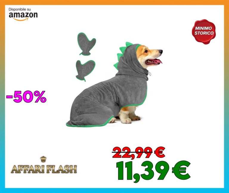 Accappatoio per Cani in Microfibra, Bibykivn Super Assorbente Regolabile Asciugamano per Animali Domestici Morbido Cappotto Bagno con Cappuccio per Asciugare Cane Dopo il Bagno (S, Verde grigio)