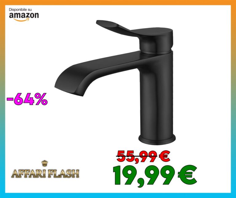 BELZ Rubinetto da Bagno, Miscelatore Monocomando per Bagno Lavabo Quadrata, Rubinetto Lavandino Bagno con Acqua Calda e Fredda Regolabile, Design Curvo, Risparmia Acqua, Ottone Cromato (Nero)