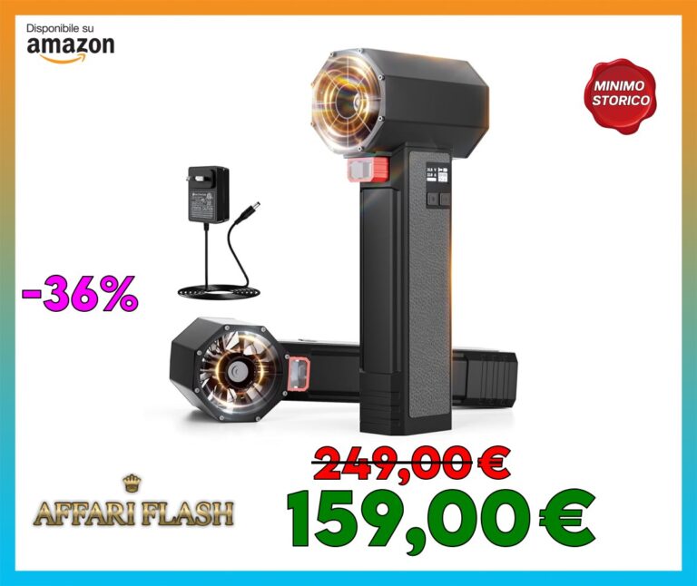 PERFORMANCE GURU soffiatore d’aria per auto,1600 G di spinta e vento a 220 MPH, 4 Velocità Regolabili con luce LED