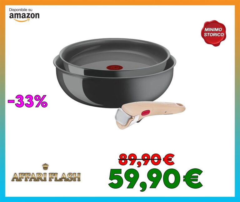 Lagostina Ingenio Vivissima, Set Padella 24cm e Wok 26cm in Ceramica Antiaderente con Manico Rimovibile Beige, 100% Alluminio Riciclato e Tecnologia Thermo
