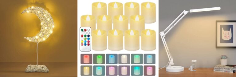 Lewondr 38 cm Lampada Decorativa a Forma di Luna, Lampada Natalizia di Struttura Metallica Decorata dalle 20 Lampadine a LED e dal Nastro Decorativo con Frangia