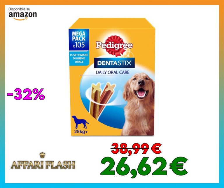 Pedigree Dentastix Snack per la Igiene Orale (Cane Grande +25 kg), 270 g 105 Pezzi