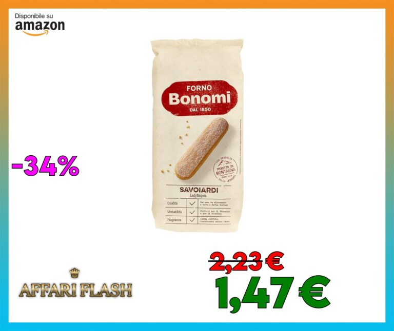 Forno Bonomi Savoiardi, biscotti preparati con uova fresche allevate a terra, ideali per tiramisù, per uno snack goloso e light. Confezione da 400g