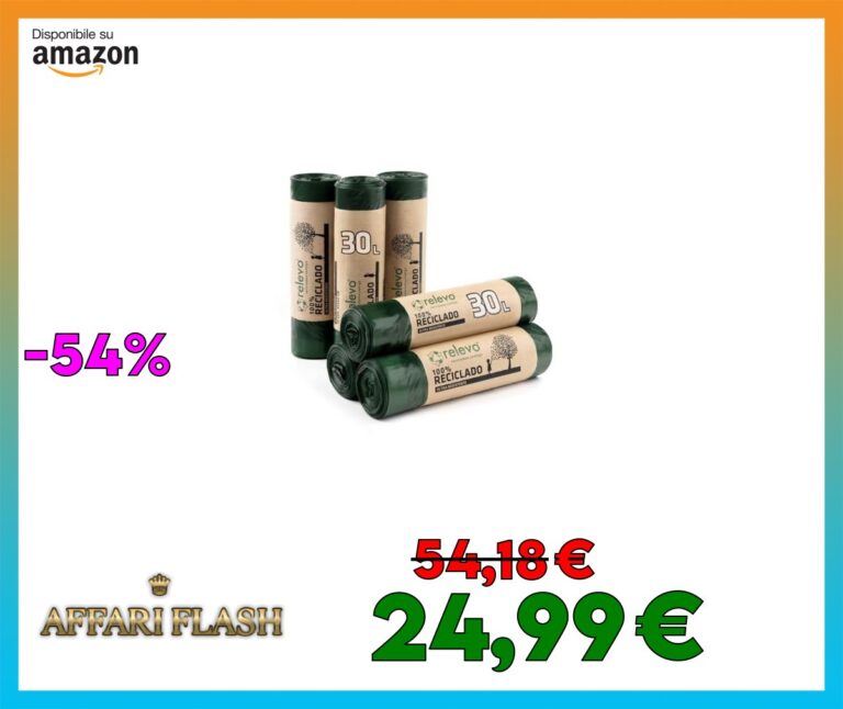 Relevo Sacchi Spazzatura 100% riciclati, 30 litri, 90 unità