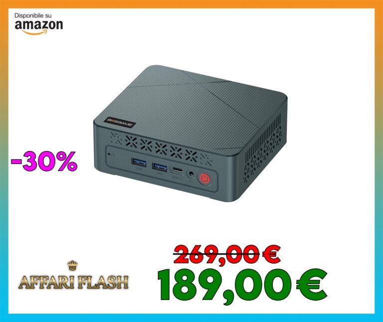 BOSGAME E2 Mini PC con OS Business, AMD Ryzen 5 3550H, 4C/8T fino a 3.7GHz, 16G RAM DDR4, SSD PCIe 3.0 512G, Triple Display, HDMI, Type