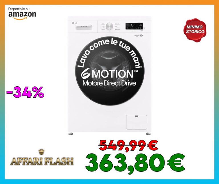 LG F4NX1009NWB Lavatrice 9 kg a Carica Frontale Serie X1, Classe A, 1400 giri, Wi