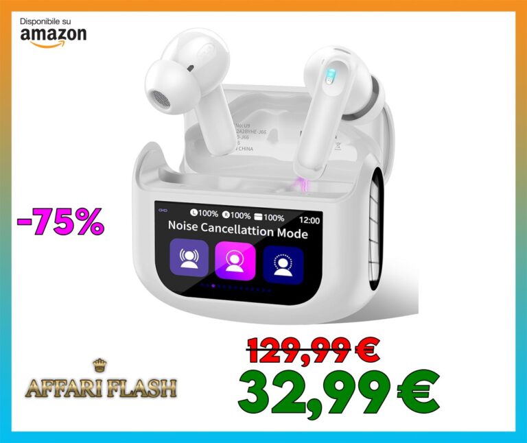 Cuffie Bluetooth, Auricolari Bluetooth 5.4 Stereo HiFi, ANC/ENC Cancellazione Rumore Cuffie Wireless, 48 Ore Cuffiette Touch Screen con Equalizzatore, In Ear Cuffie Senza Fili IP7 Impermeabile, Bianco