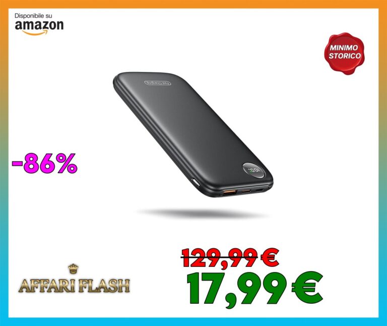 Power Bank, 22.5W 10000mAh Ricarica Rapida Caricatore Portatile iphone, QC 3.0 USB C Powerbank Potente, Batteria Esterna Display LED per iPhone 16 15 14 13 12 Pro Max Mini Plus Android (Nero)