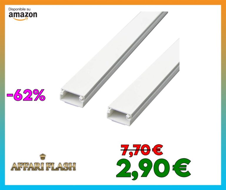 Electraline 60775 Tubo Copricavi, Canalina Passacavi Pavimento, Bianco, 2 Pezzi, 20 x 10 Mm, 1 M Lunghezza