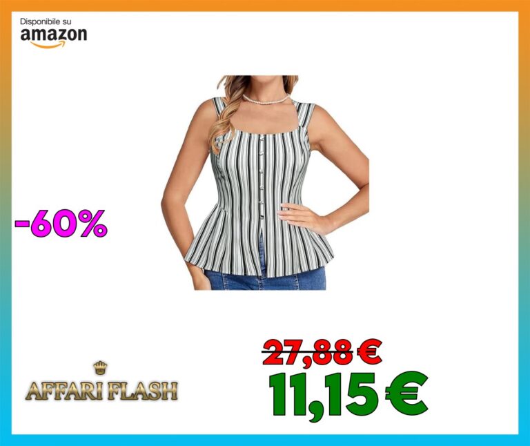 Belle Poque Cami Tops Donna Top Estivi Senza Maniche a Collo Quadrato Camisole Casual a Righe Tops