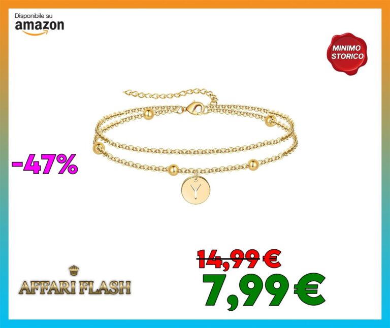 YeGieonr Bracciale Donna Oro, Placcato Oro 18K Acciaio Inossidabile iniziale a Strati Ciondoli Bracciale, Personalizzati Regalo Compleanno per Donna e Ragazze