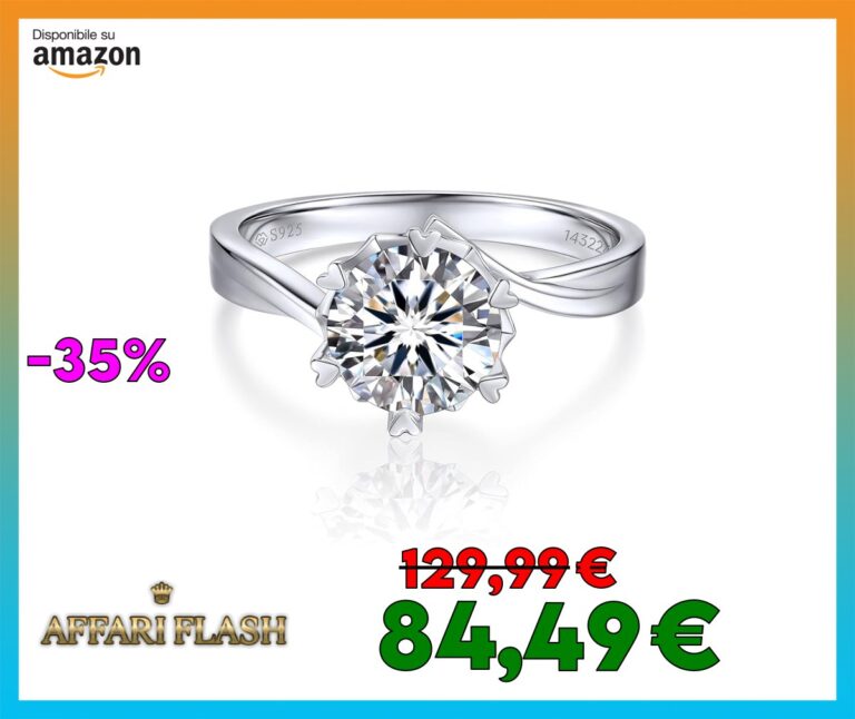 MomentWish Anelli Donna, 1/2 Carato Anello Fidanzamento Moissanite Eternità Anello anelli donna argento 925 Regalo di nozze per Donna Sposa