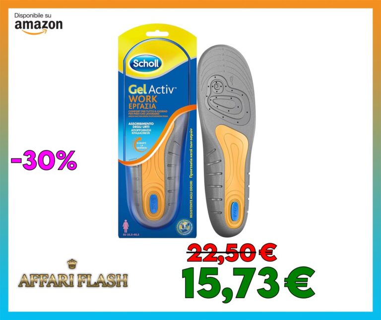 ️ Scholl Solette Gel Activ Work, Solette da Lavoro per Donna con Tecnologia Antiodore, Azione Ammortizzante e Anti Urti, Taglia 35.5