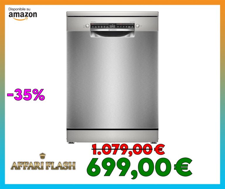 Bosch SMS4ECI28E Serie 4, Lavastoviglie da libera installazione, Home Connect, Diagnostica da remoto, Assistente al lavaggio, Green Collection, Acciaio, 60cm