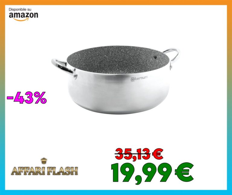 Aeternum, Grande Famiglia, Grandi Dimensioni, Casseruola Antiaderente, Adatto all’Induzione, Diametro 30 cm, Alluminio, Argento