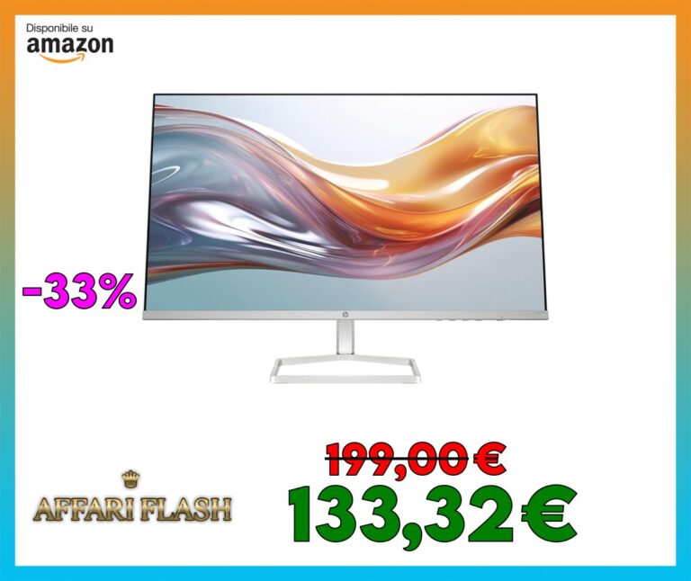 HP 527sw Monitor, Schermo da 27″ FHD IPS Antiriflesso, Tecnologia Eye Ease, Tempo Risposta 5 ms GtG Overdrive, Risoluzione 1920 x 1080, Software Display Center, HDMI, Bianco