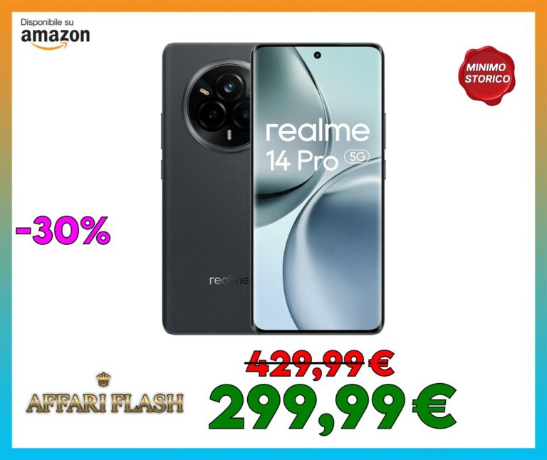 realme Smartphone 14 Pro 5g, 8+256GB, Grigio, fotocamera Sony IMX882 OIS AI, design che cambia colore sensibile al freddo, batteria 5260 mAh, IP69, display 120Hz, esclusiva Amazon Nessun adattatore