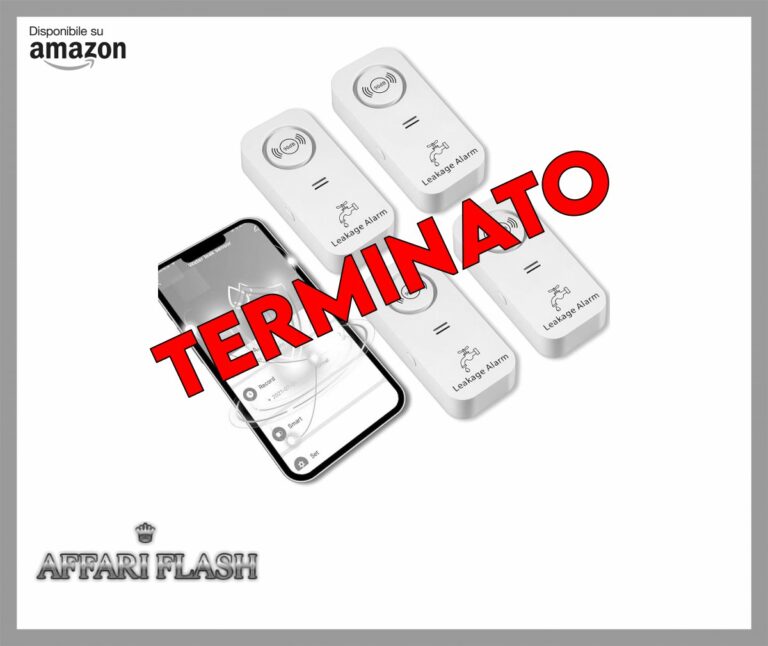 Rilevatore di perdite d’acqua WiFi (WiFi 2.4G), allarme sensore d’acqua da 90 dB e avviso tramite app, allarme rilevatore di perdite wireless, per tubi, cucine, bagni, cantine (4 pezzi)