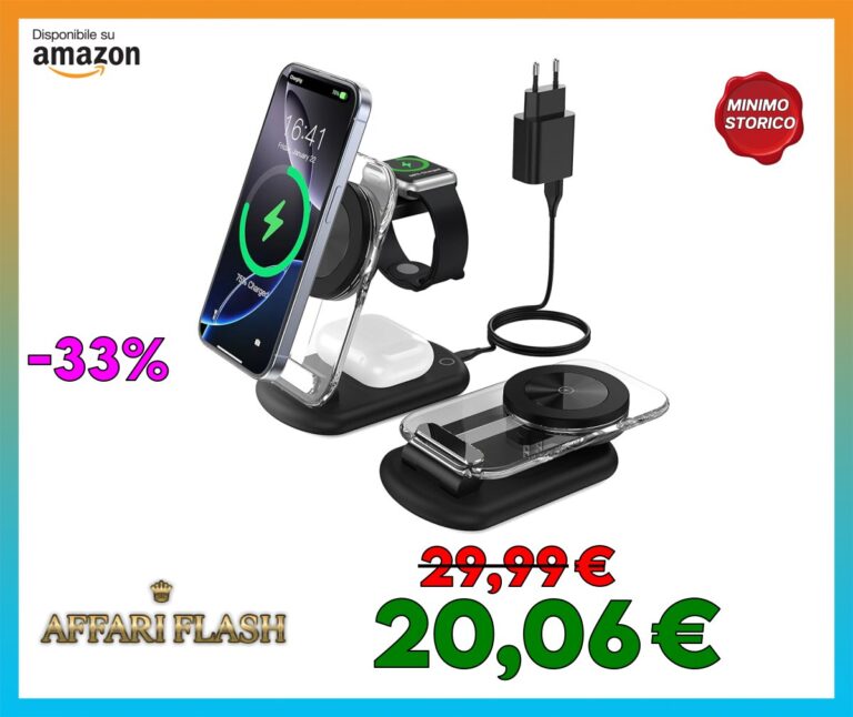 Stazione di ricarica Mag Safe, stazione di ricarica induttiva pieghevole 3 in 1 Apple Watch e iPhone 15 14 13, stazione di ricarica da viaggio, caricabatterie wireless, IWatch Ultra 2/1,Airpods