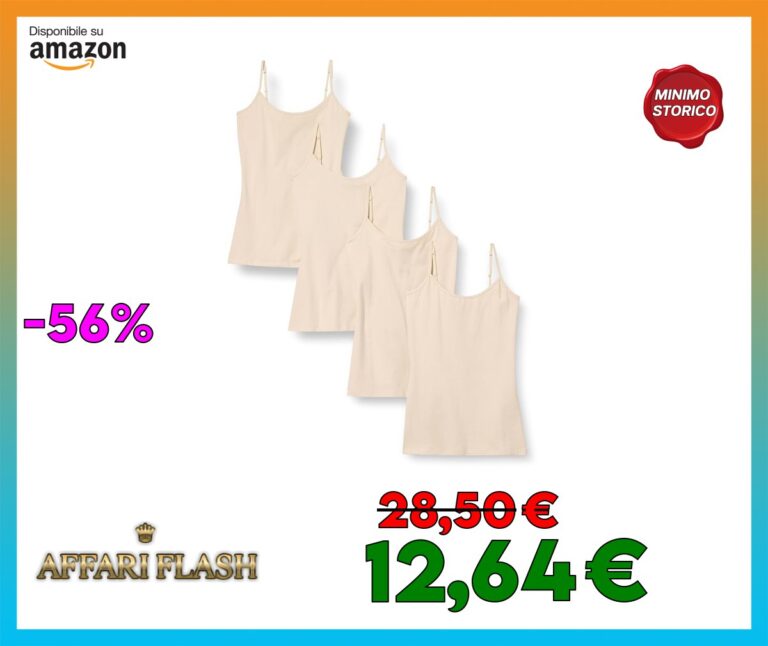 Amazon Essentials Canottiera Aderente Donna, Pacco da 4