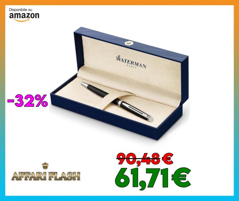 Waterman Hemisphere Ballpoint Pen, Matte Black barrel, Palladium trims, medium Point, Blue ink refill