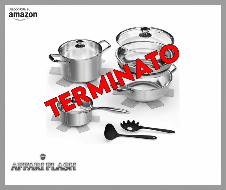 Batteria di Pentole 12 Pezzi in Acciaio Inox, Set da Cucina per Induzione Completo di Vaporiera, Include 3 Protezioni Salva