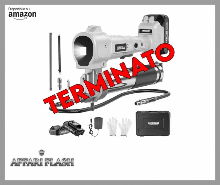 TaskStar Ingrassatore a Batteria, Pistola per Grasso Elettrica Super Efficiente con 2 Batterie e Caricabatterie, Tubo Flessibile da 39,4