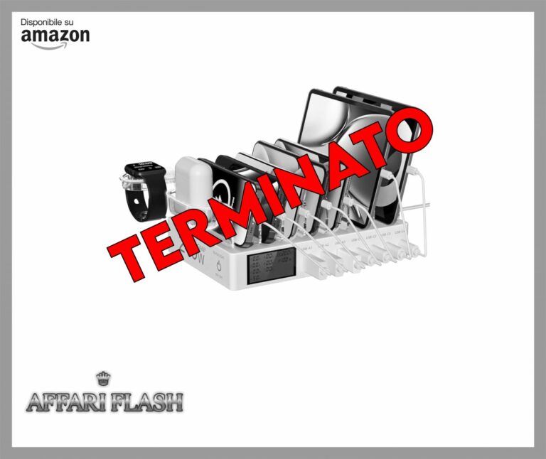 Rsydmny Stazione di Ricarica da 245W, 7 Porte Dispositivi Multipla USB, con schermo LCD Stazione Ricarica Cellulari per iPhone, Tablet e Altri Dispositivi Elettronici（Senza cavo di ricarica）
