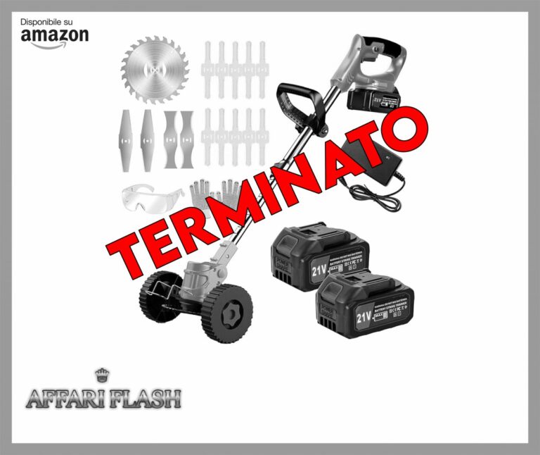 Decespugliatore Tagliabordi a Batteria 21V, Tagliaerba Elettrico da Giardino con 2 2.0Ah Batterie e 4 Tipi di Lame, Ruote Rimovibili, Maniglia Regolabile Decespugliatori per Prati, Arbusti