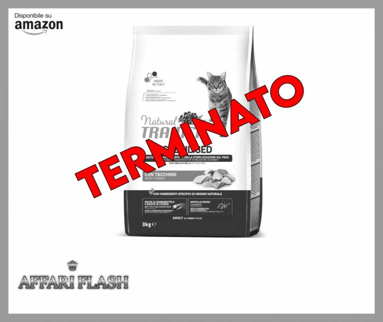 Trainer Natural Cat Sterilised Adult con Carni Bianche e Fibra di Pisello 3 Kg, 3000 Gr
