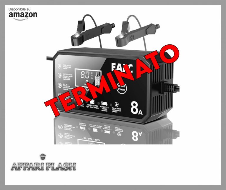 EAFC 8A Caricabatteria da Auto, 12V/8A Multi Protezioni Carica Batteria Moto,Intelligente Schermo LCD Carica Batterie Completamente Automatico per Moto,Barche, Auto, Batteria AGM