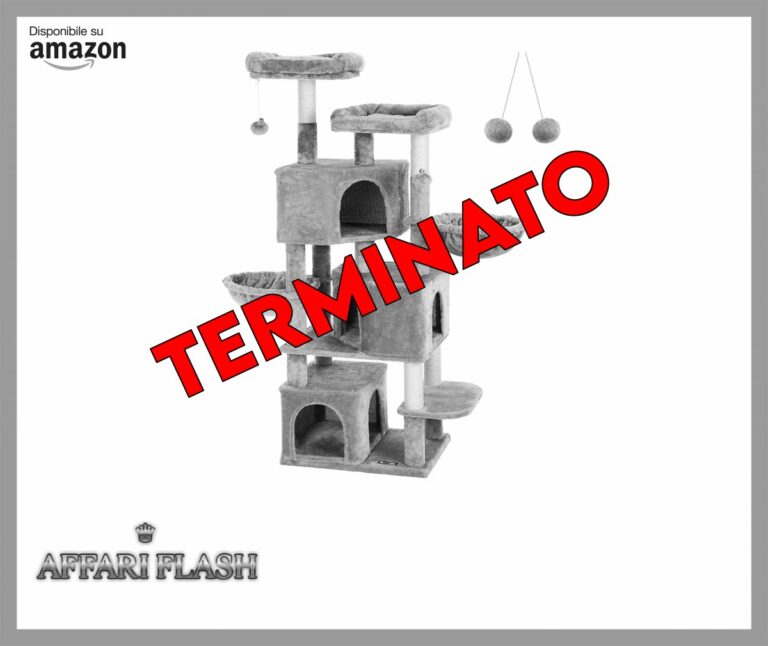 FEANDREA Tiragraffi con 3 Casette, Albero per Gatti 164 cm, Grigio Chiaro PCT98W