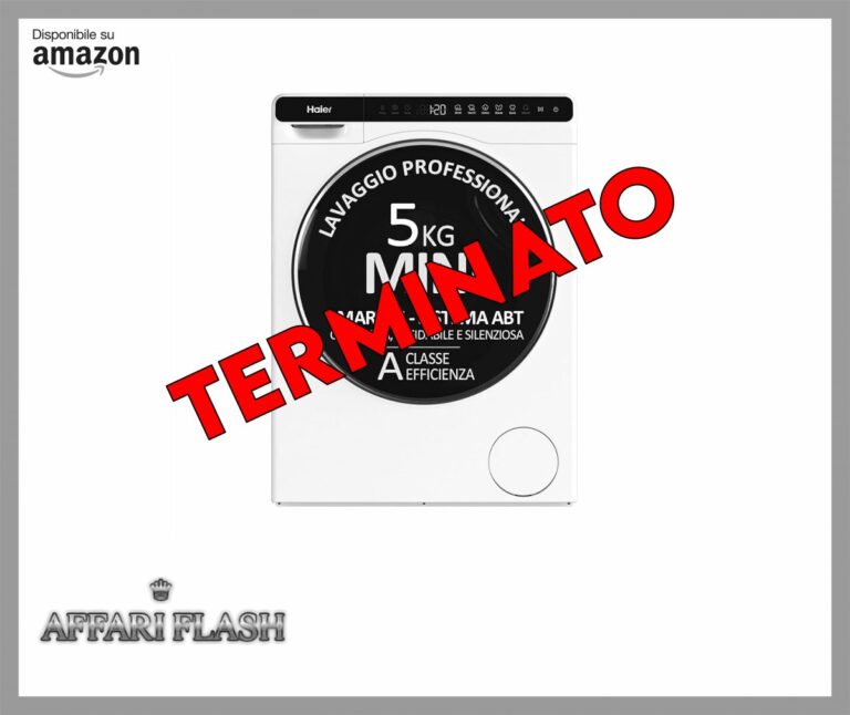 Haier Mini Drum Lavatrice Slim 5 Kg, Libera Installazione, Carica Frontale, Classe A, 1200 Giri, 6 Programmi, Smart AI e Smart Dual Spray, Trattamento ABT, 51 x 44 x 70 cm, Bianca