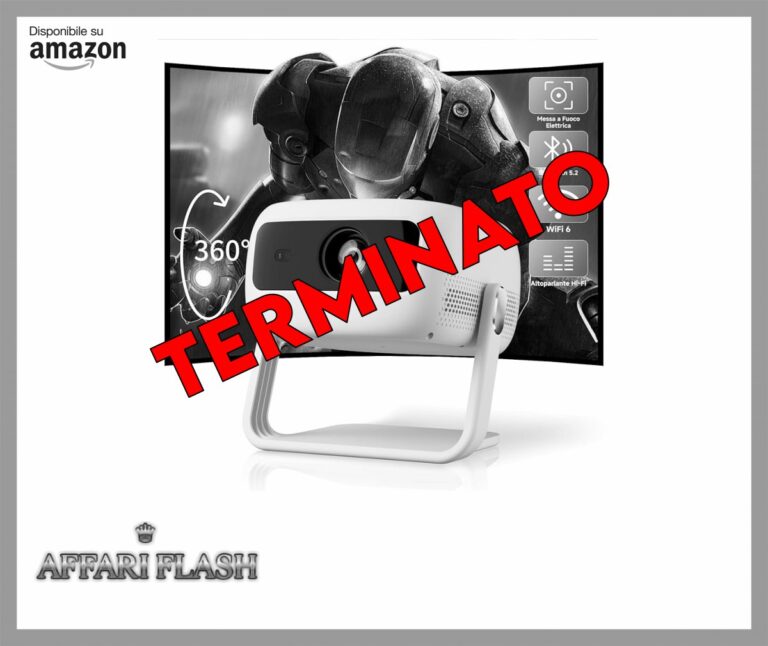 VISULAPEX Proiettore Portatile 1080P Full HD Supporta, 360° Rotabile Mini Proiettore WiFi 6 Bluetooth 5.2 Focus Elettrico, 15000L Videoproiettore Compatibile con Smartphone/PC/HDMI/TV Stick/USB