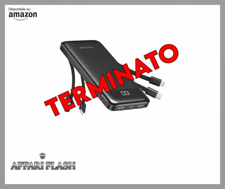 Charmast Power Bank 10000mAh con Cavi Integrati,Caricatore Portatile USB C 5V/3A Powerbank LED Display con 6 Uscite e 3 ingressi per iPhone Huawei Xiaomi
