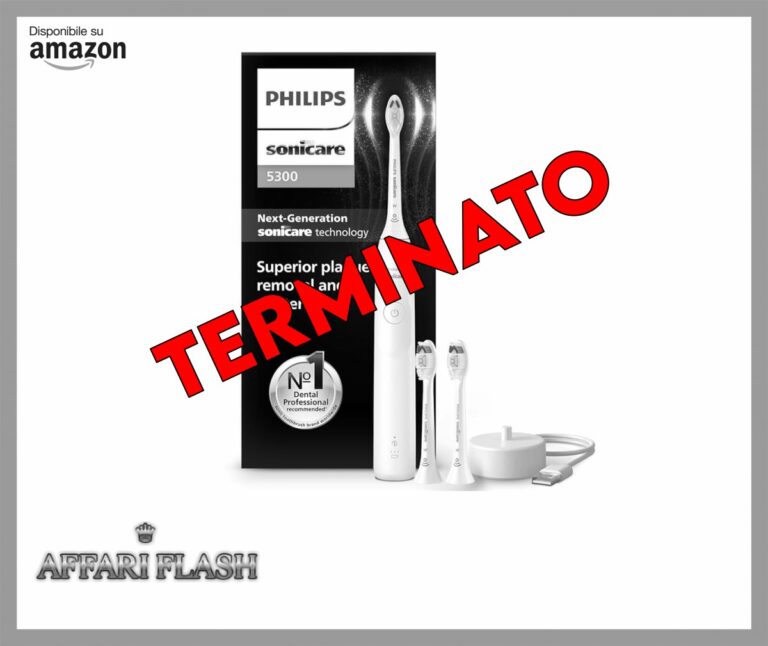 Philips Sonicare 5300 spazzolino elettrico sonico con 2 livelli di intensità, avviso di pressione, EasyStart, Smartimer e BrushPacer, bianco, modello HX7108/04 [Nuova tecnologia]