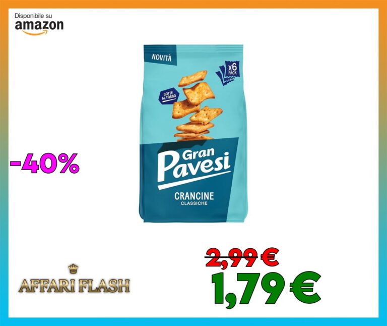 Gran Pavesi Cracker Le Crancine Gusto Classico, Cotte al Forno, Snack Salato e Croccante, Senza Olio di Palma, Confezione da 6 Monoporzioni da 30g