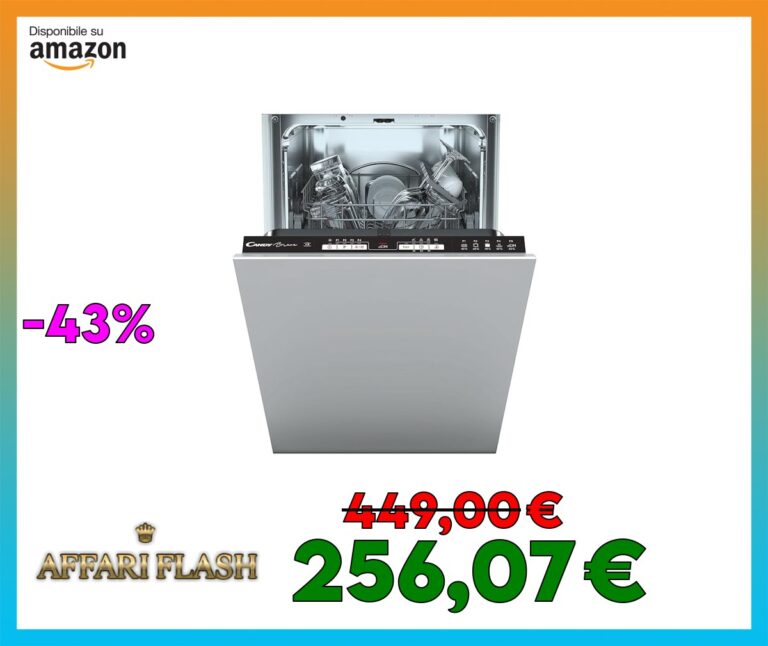 Candy Brava Lavastoviglie Slim da Incasso 45 cm, 9 Coperti, 5 Programmi, Ciclo Rapido 30 Min, Partenza Ritardata 3