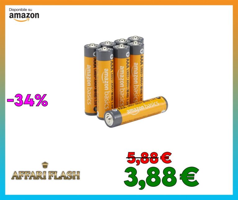 Amazon Basics, 8 batterie alcaline AAA ad alte prestazioni, 1,5 Volt, durata di 10 anni