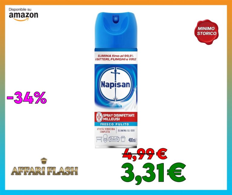 Napisan Spray Disinfettante Milleusi, Disinfettante Spray per Tessuti e Superfici, Fragranza Fresco Pulito, 1 Spray da 400ml