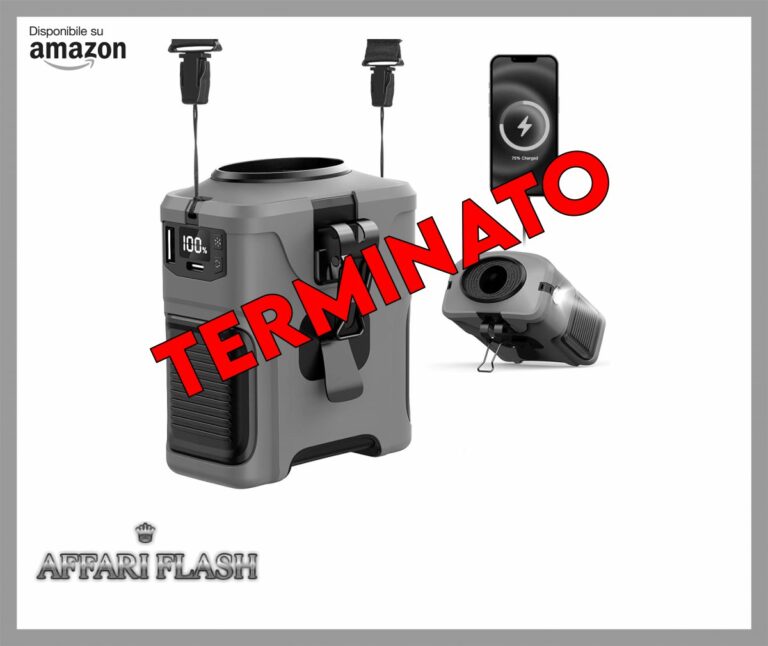 Ventilatore Portatile da Cintura Ricaricabile 10000 mAh, Ventilatore a Clip per Vita e Collo con 5 Velocità, Luce LED e 24 Ore di Autonomia, Ideale per Viaggi, Escursioni e Campeggio