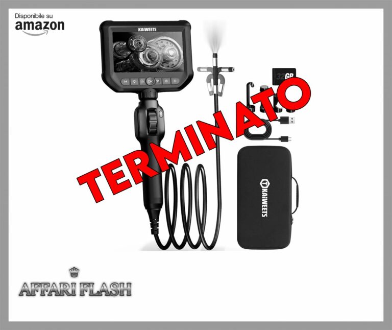 KAIWEETS Telecamera Endoscopica, 4.3” IPS 1080P con Controllo a Rotella, Rotazione Bidirezionale a 210°, Impermeabile IP67, Flessibile Endoscopio per Ispezioni su Muri, Auto e Motori