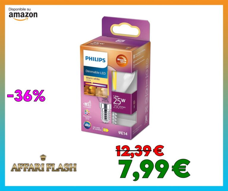 Philips LED Lampadina, Sfera, Filamento, WarmGlow, 3.4