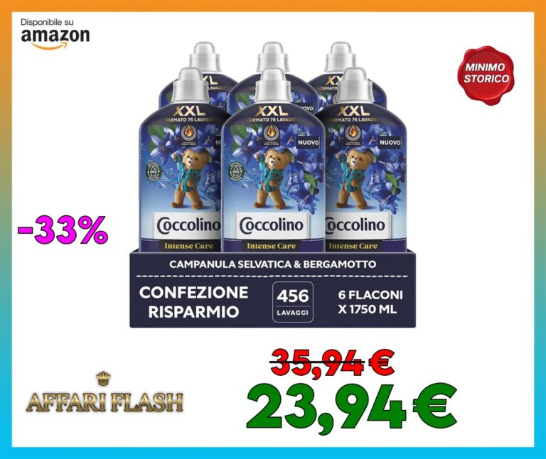 Coccolino Ammorbidente Concentrato Campanula Selvatica e Bergamotto, Ammorbidente Lavatrice Intense Care con Tecnologia Pro