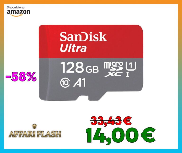 SanDisk 128GB Ultra scheda microSDXC + adattatore SD fino a 140 MB/s con prestazioni app A1 UHS
