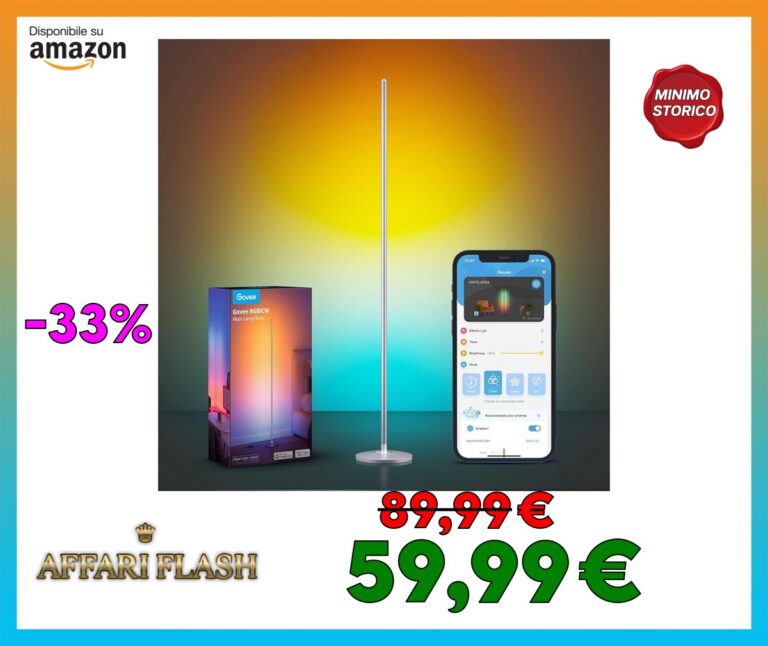 Govee Lampade da Terra LED, Lampada da Terra Moderna RGBIC Funziona con Alexa, APP, 16 Milioni di Colori Musica Sync Lampada da Terra a Luce Calda per Soggiorno, Camera da Letto, Argento