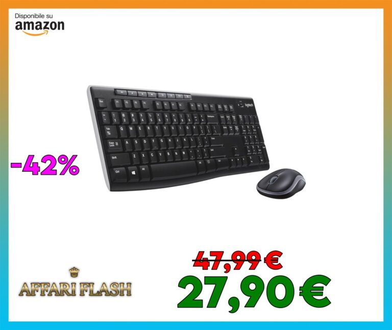 Logitech MK270 Combo Tastiera e Mouse Wireless per Windows, 2,4 GHz Compatto, 8 Tasti Multimediali e di Scelta Rapida, Durata della Batteria 2 anni, PC, Laptop, Italiano QWERTY