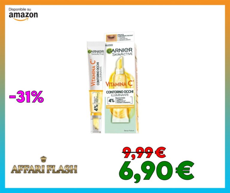Garnier SkinActive Contorno Occhi Illuminante, Vitamina C, Per uno Sguardo Più Fresco e Riposato, Antirughe, 15 ml